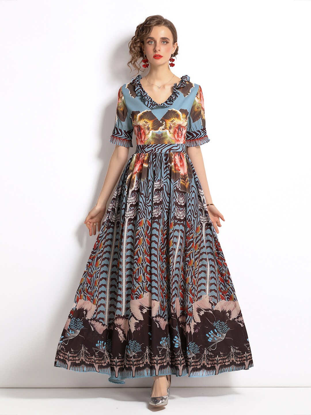 

JC Collection Women Blue Floral Maxi Dress