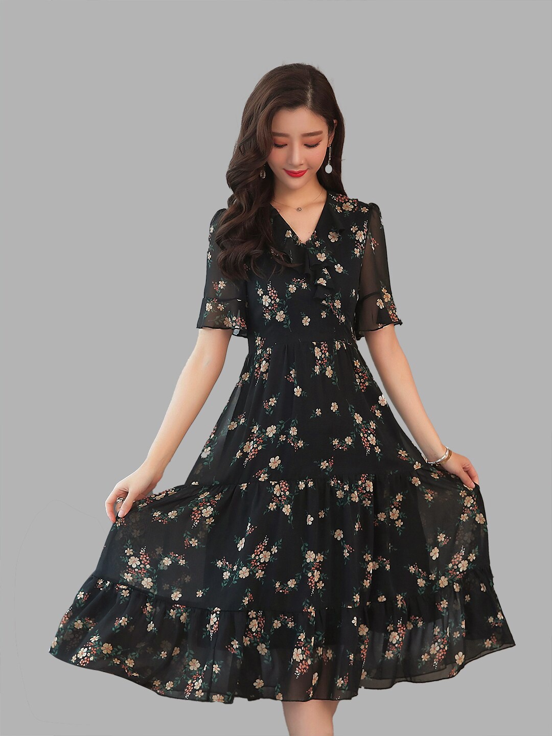 

JC Collection women Black Floral Dress