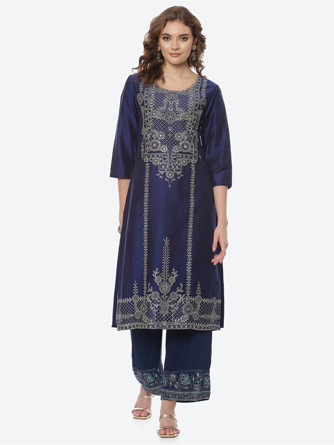 

Rangriti Women Blue Ethnic Motifs Printed Kurta