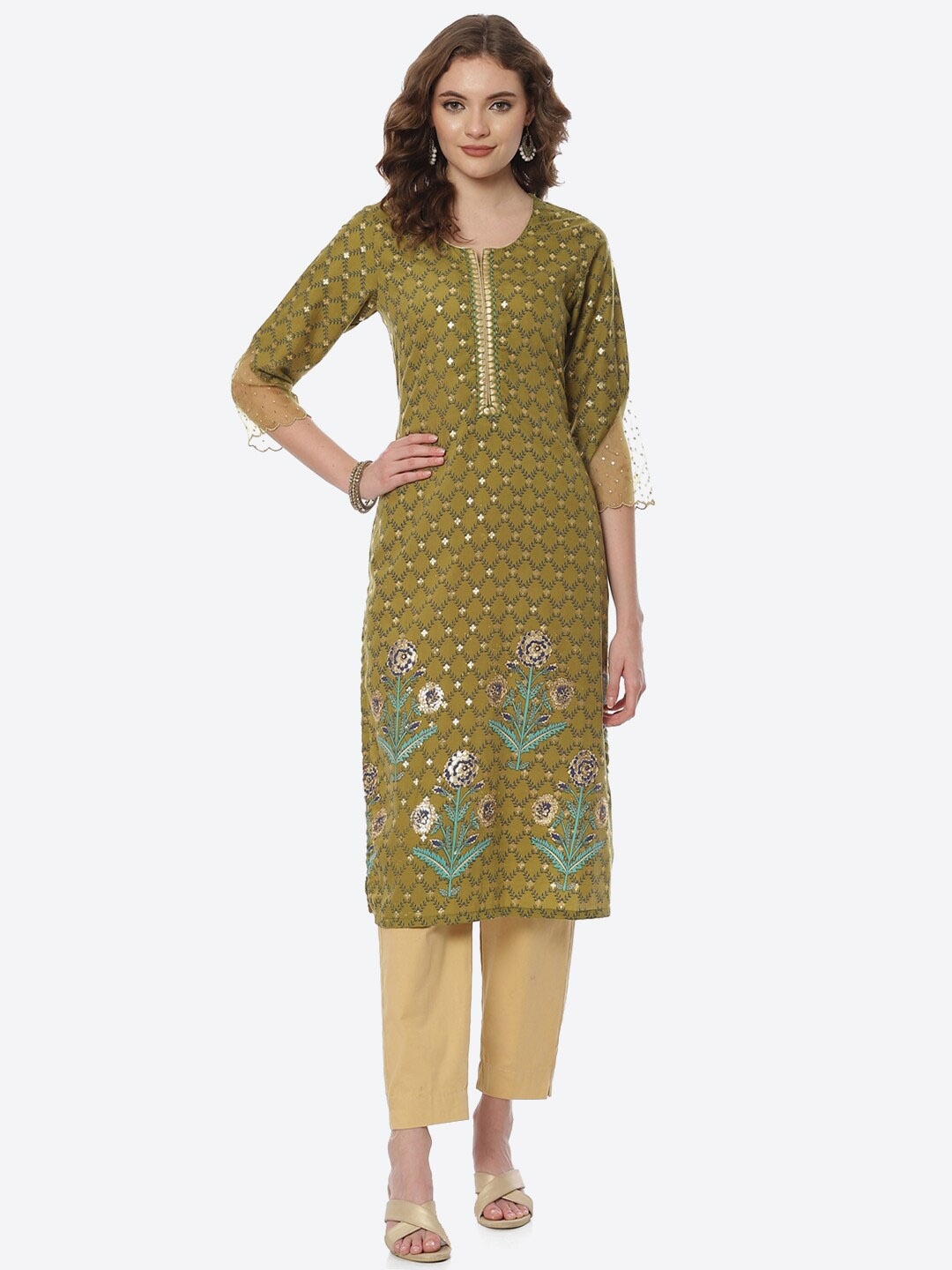 

Rangriti Women Green Ethnic Motifs Printed Kurta