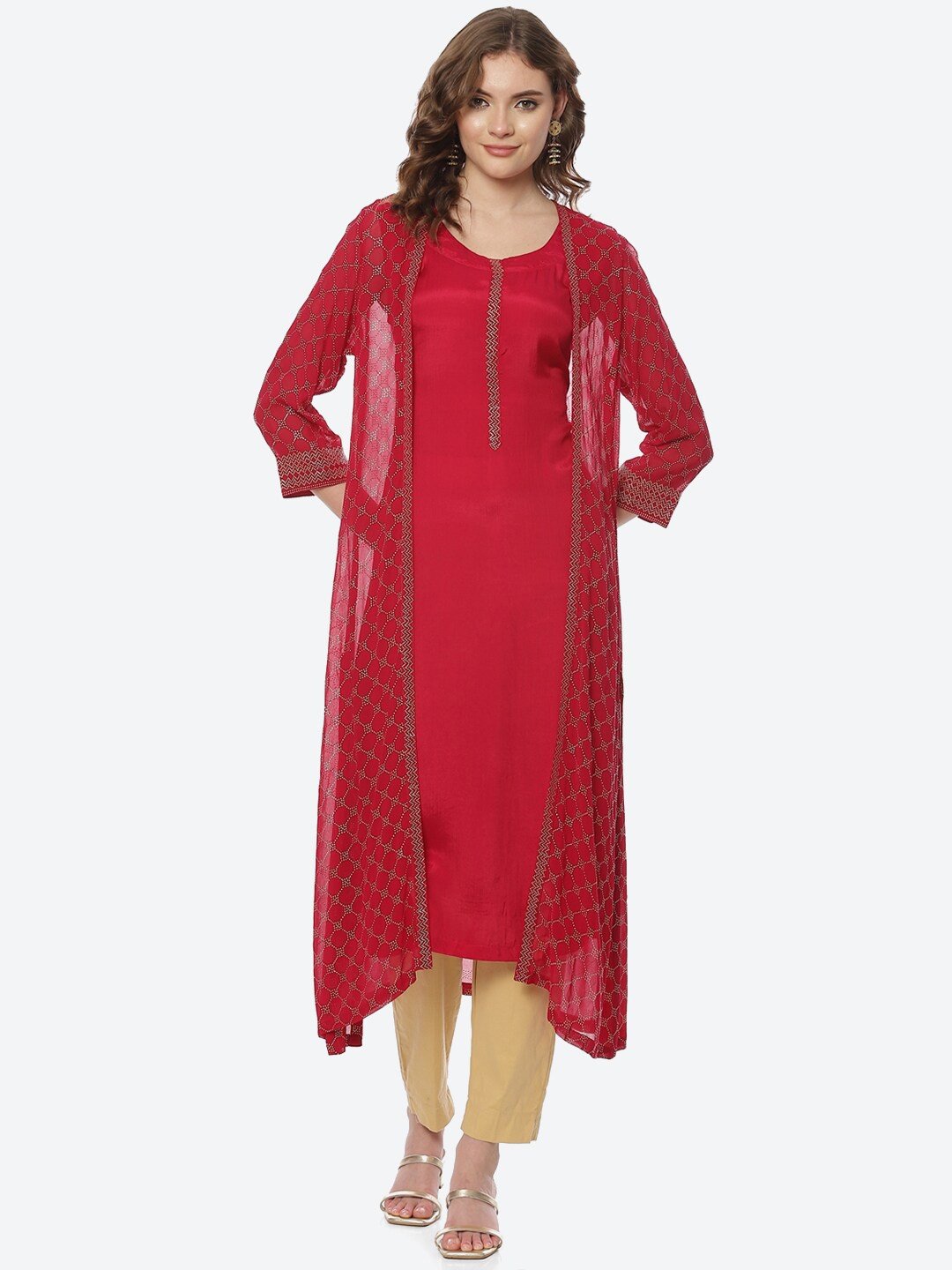 

Rangriti Women Fuchsia Geometric Kurta