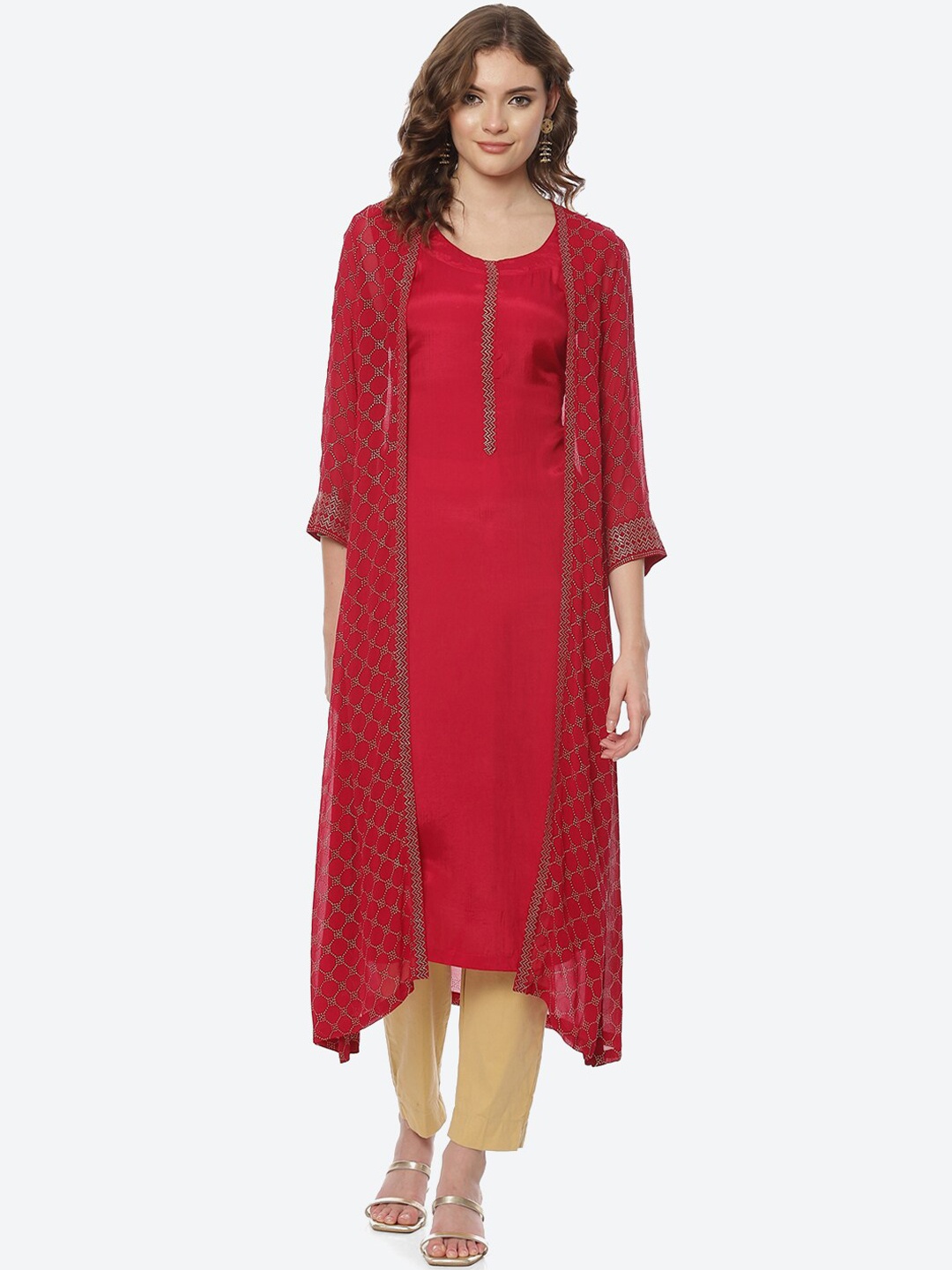 

Rangriti Women Fuchsia Geometric Kurta