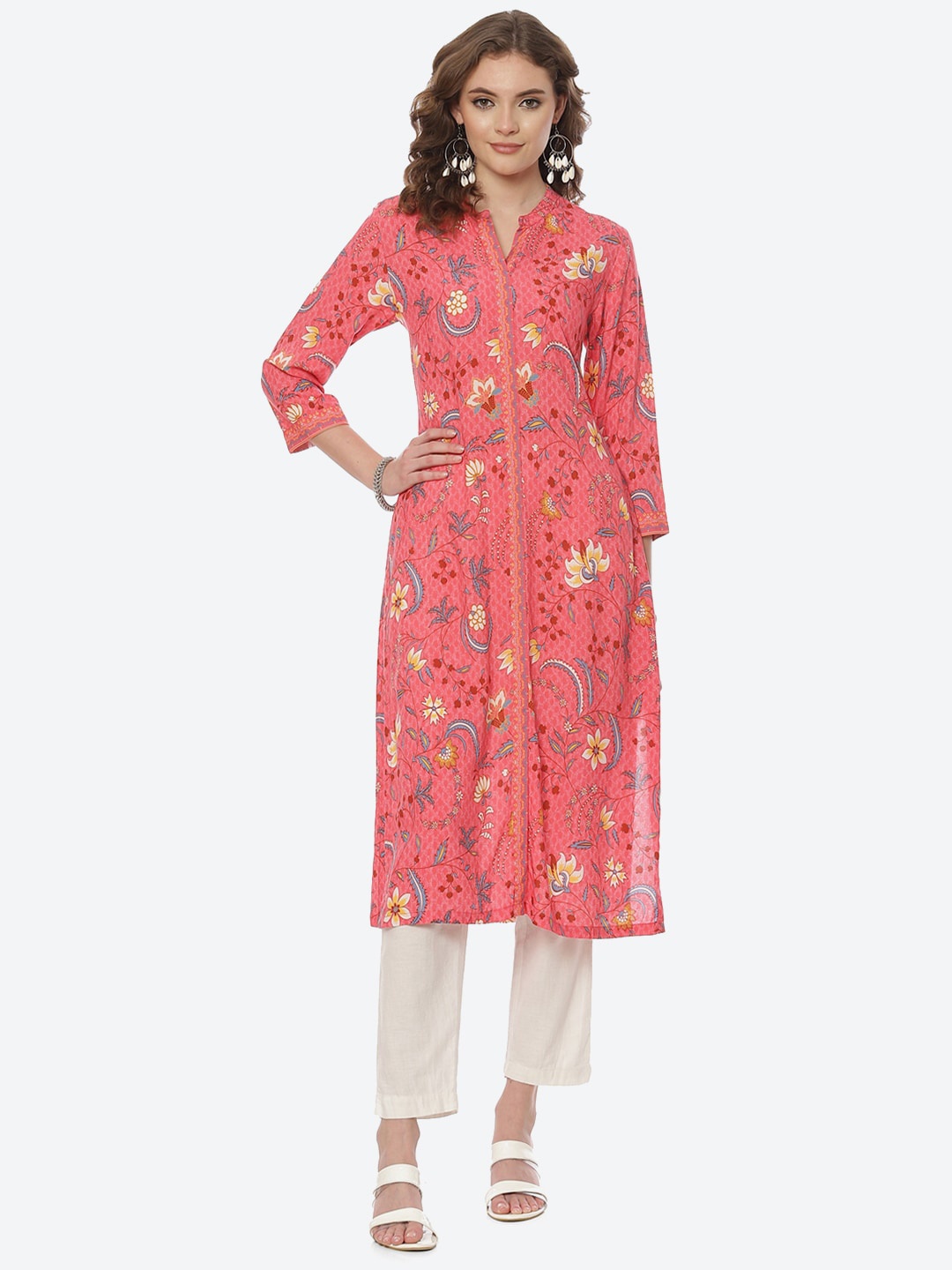 

Rangriti Women Pink Floral Printed Floral Kurta