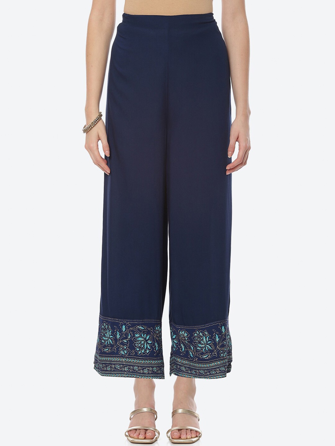 

Rangriti Women Blue Solid Straight Palazzos