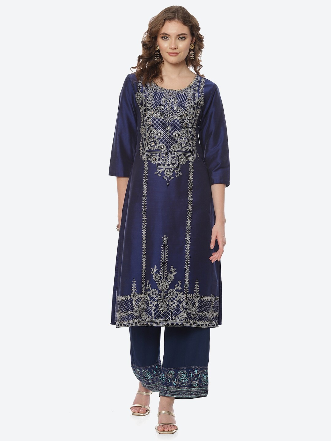 

Rangriti Women Navy Blue Ethnic Motifs Printed Kurta
