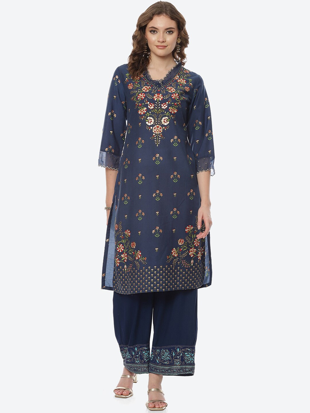 

Rangriti Women Navy Blue Ethnic Motifs Printed Kurta