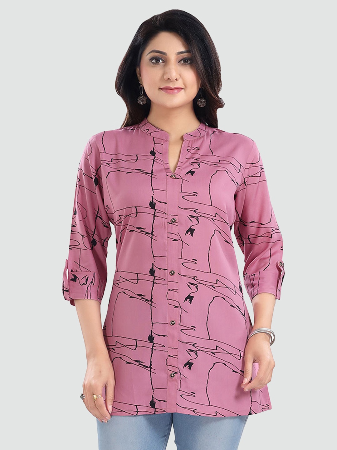 

Saree Swarg Pink Quirky Printed Kurti