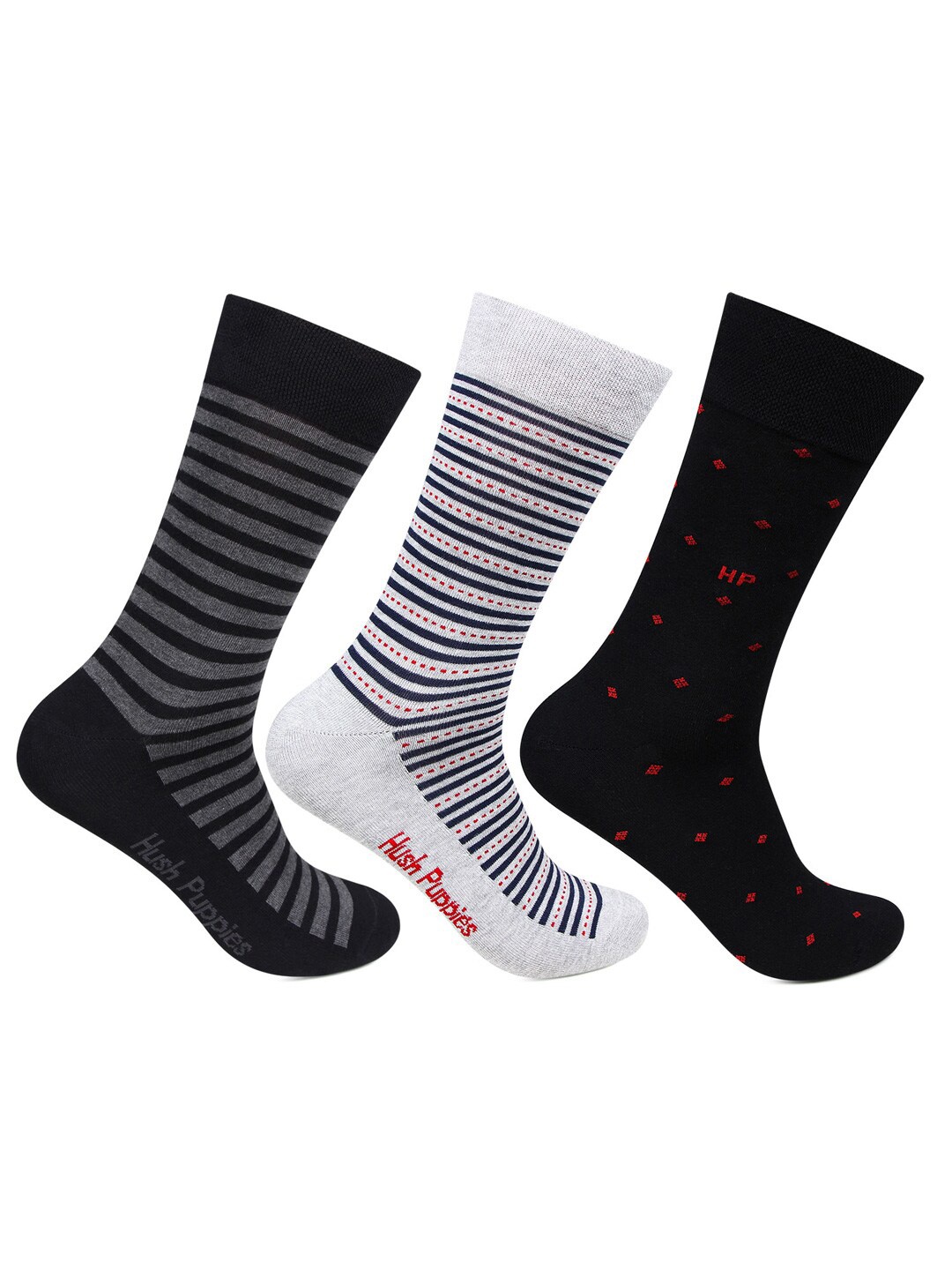 

Hush Puppies Men Pack Of 3 Assorted Cotton Calf-Length Socks