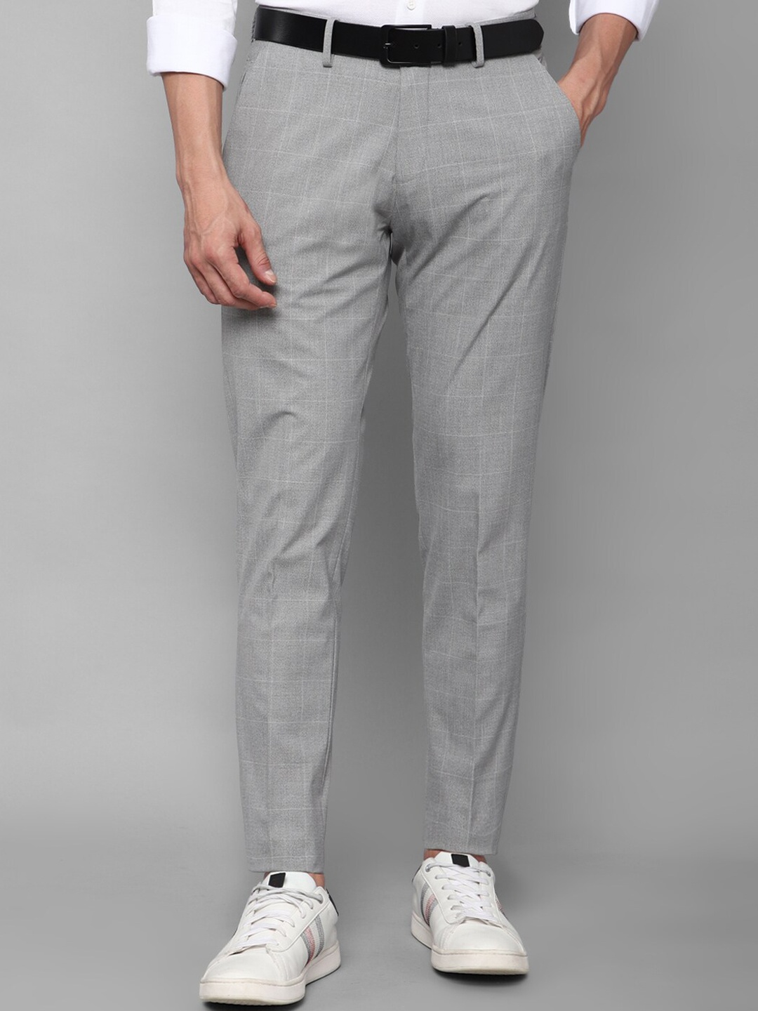 

Allen Solly Men Grey Slim Fit Mid-Rise Trousers