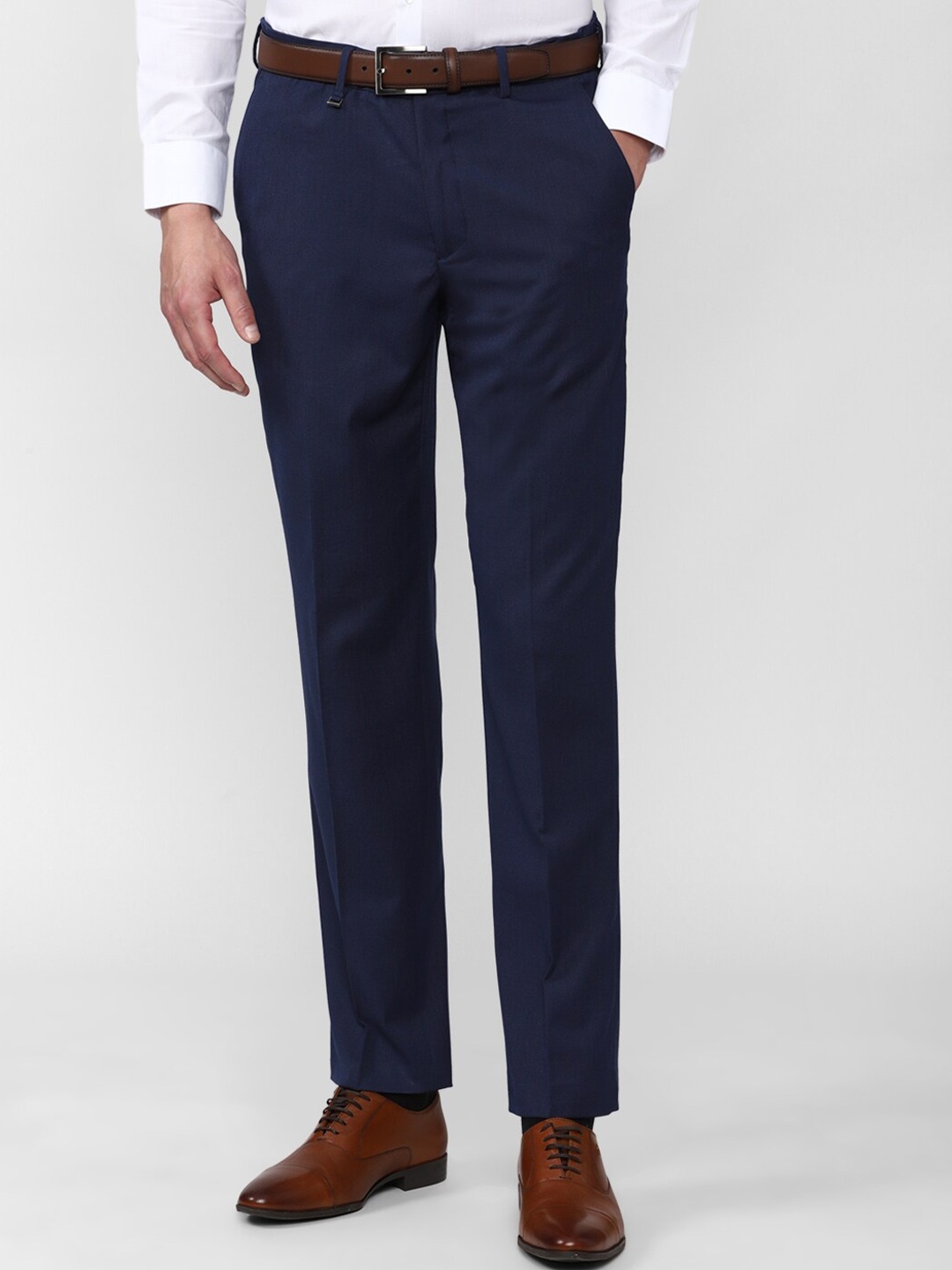 

Van Heusen Men Navy Blue Solid Casual Trousers