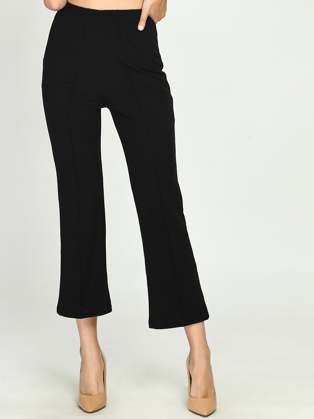

IUGA Women Black Relaxed Straight Bootcut Leg Trousers