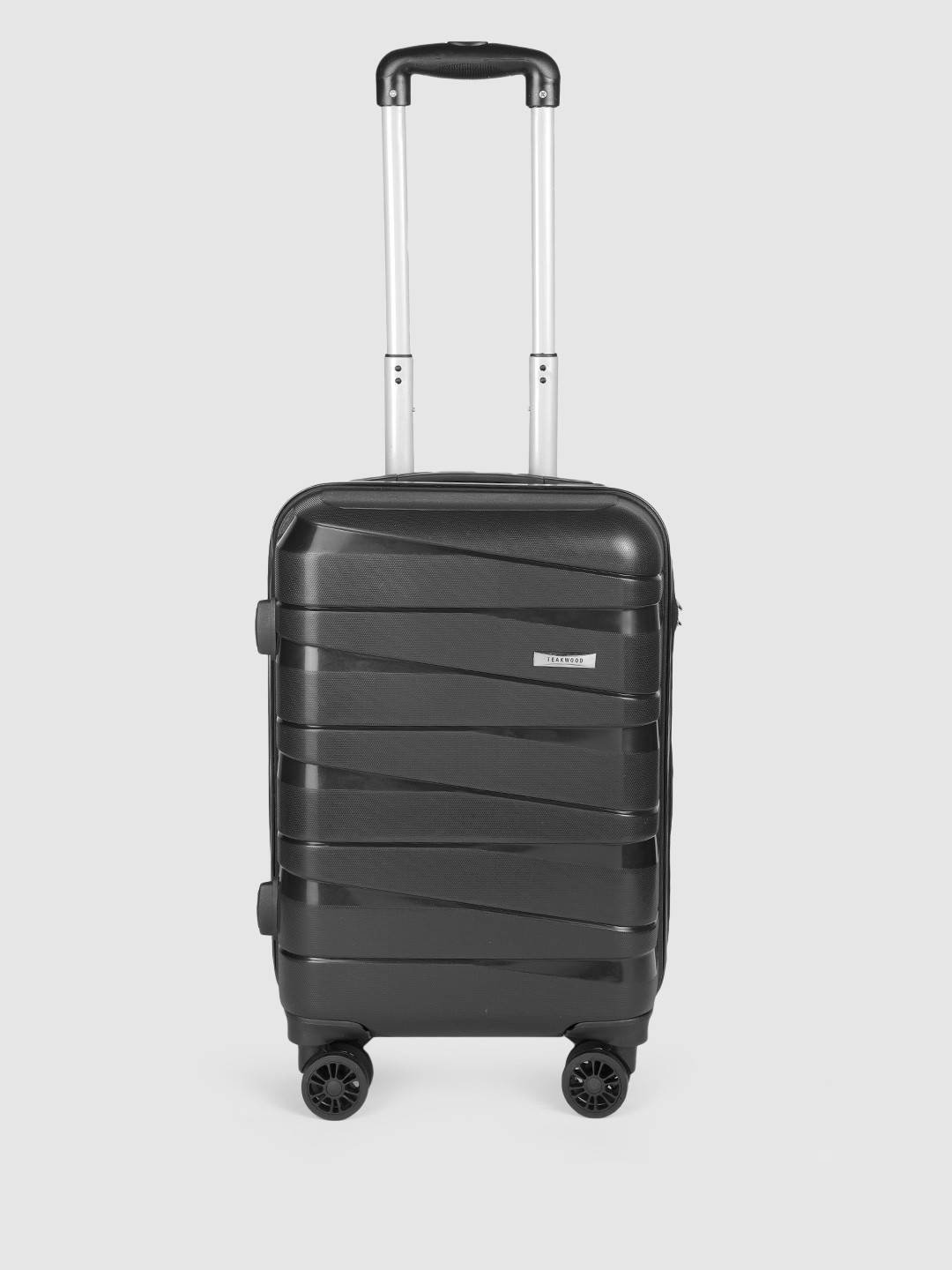 

Teakwood Leathers Unisex Black Brand Logo Textured Hard-Sided Cabin Trolley Bag- 32 Litres