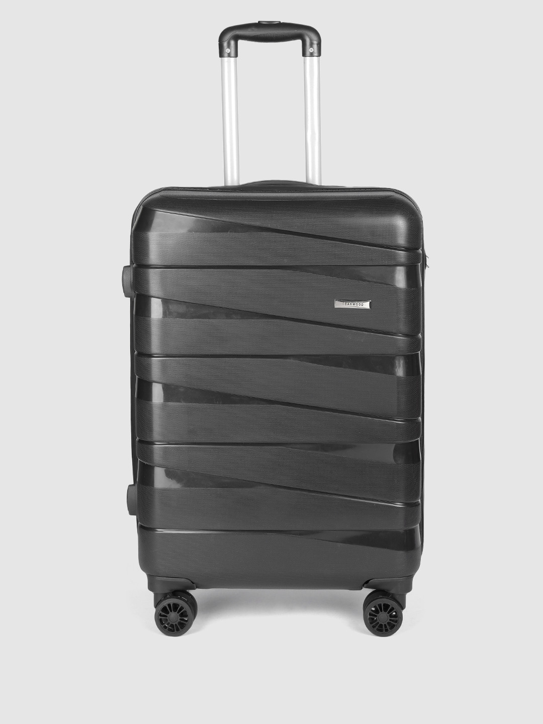 

Teakwood Leathers Brand Logo Textured Hard Large Trolley Bag- 56 Litres, Black