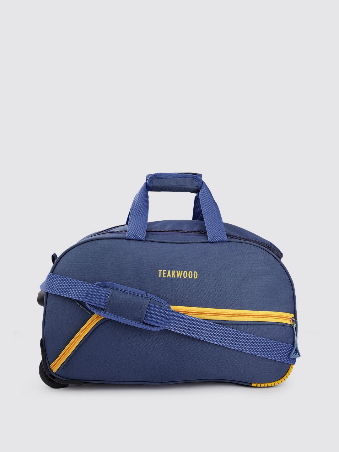 

Teakwood Leathers Brand Logo Print Medium Duffel Trolley Bag 60.8 L, Navy blue