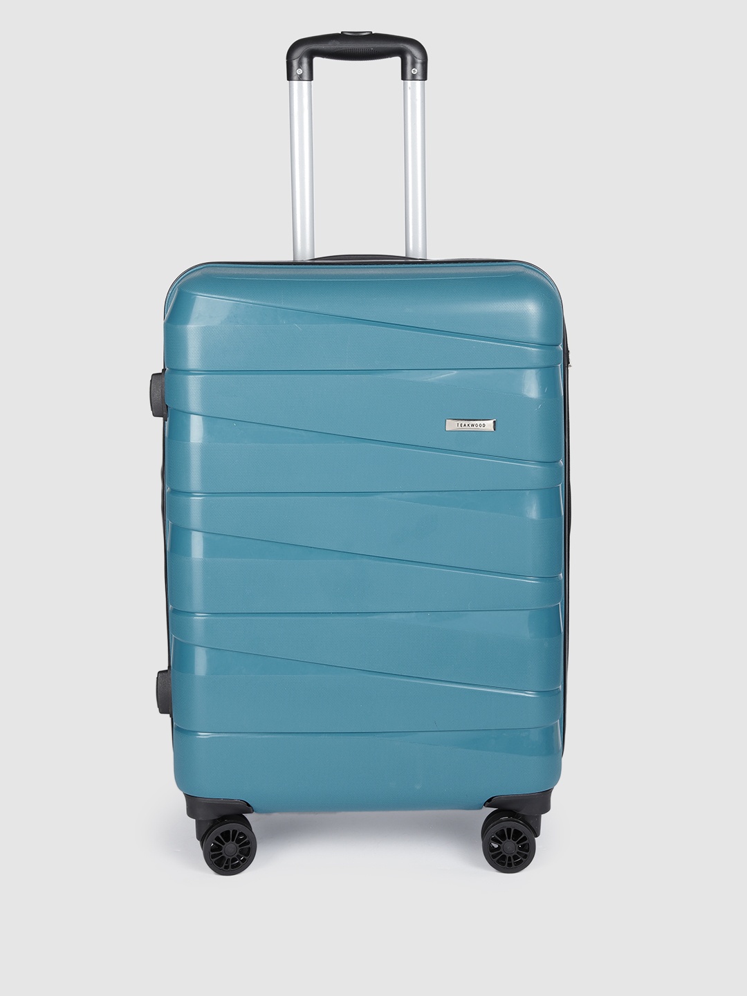 

Teakwood Leathers Teal Blue Textured Hard-Sided Medium Suitcase Trolley Bag 66.3 L