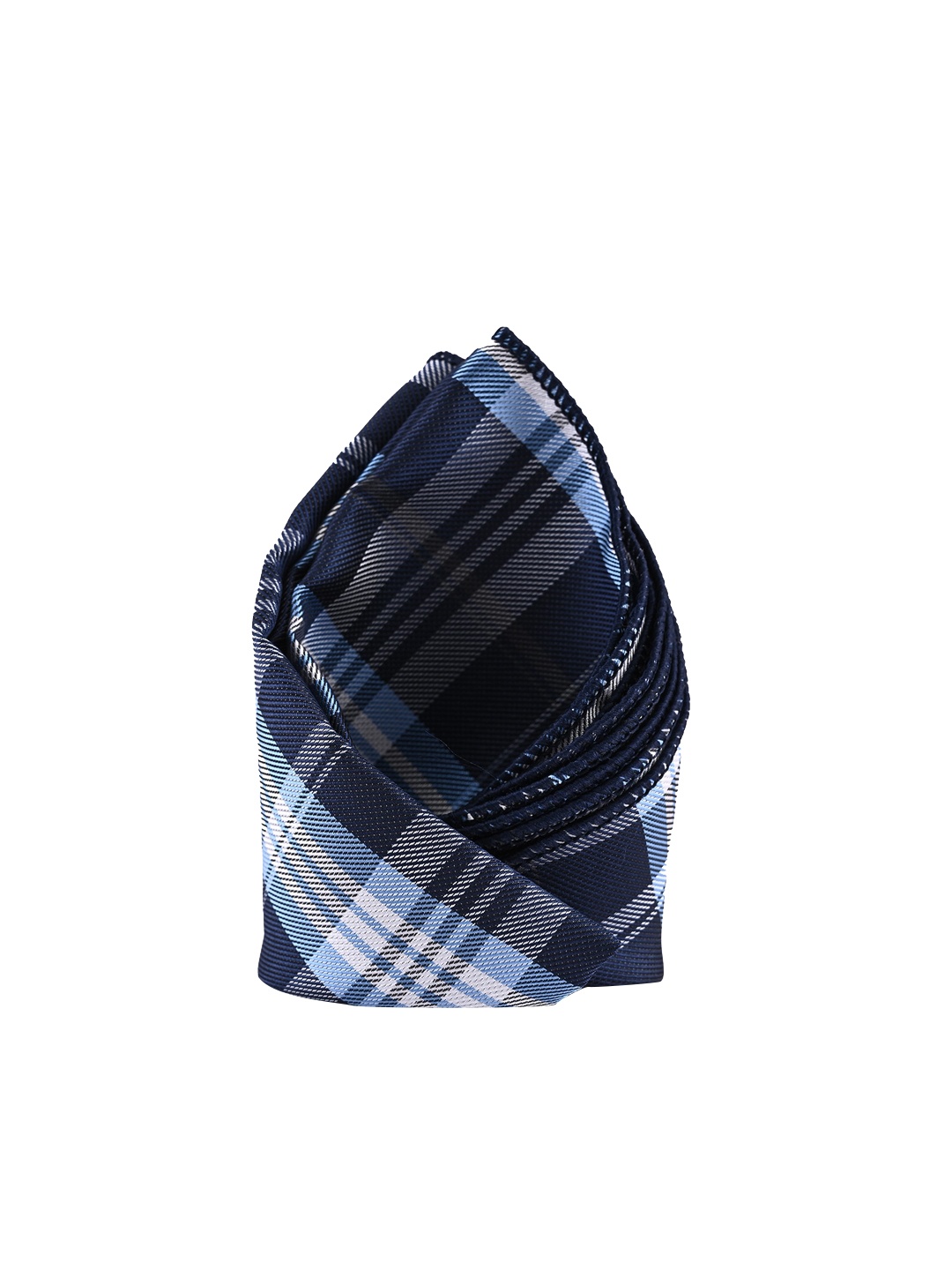 

BuckleUp Men Navy Blue White Checked Microfibre Pocket Square