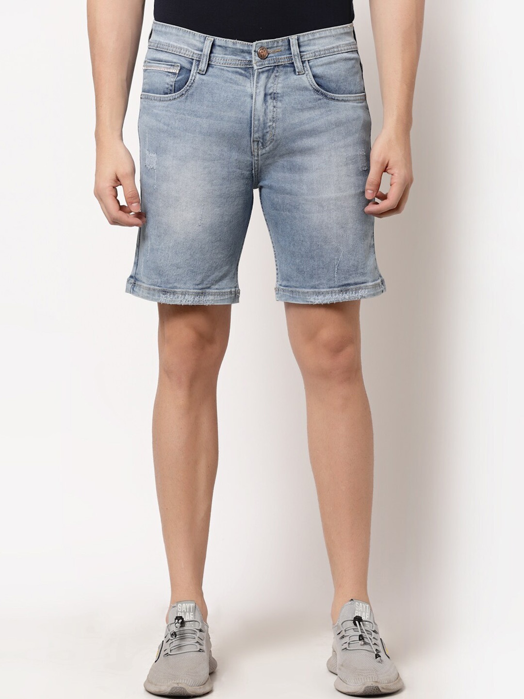 

FEVER Men Blue Washed Slim Fit Denim Shorts