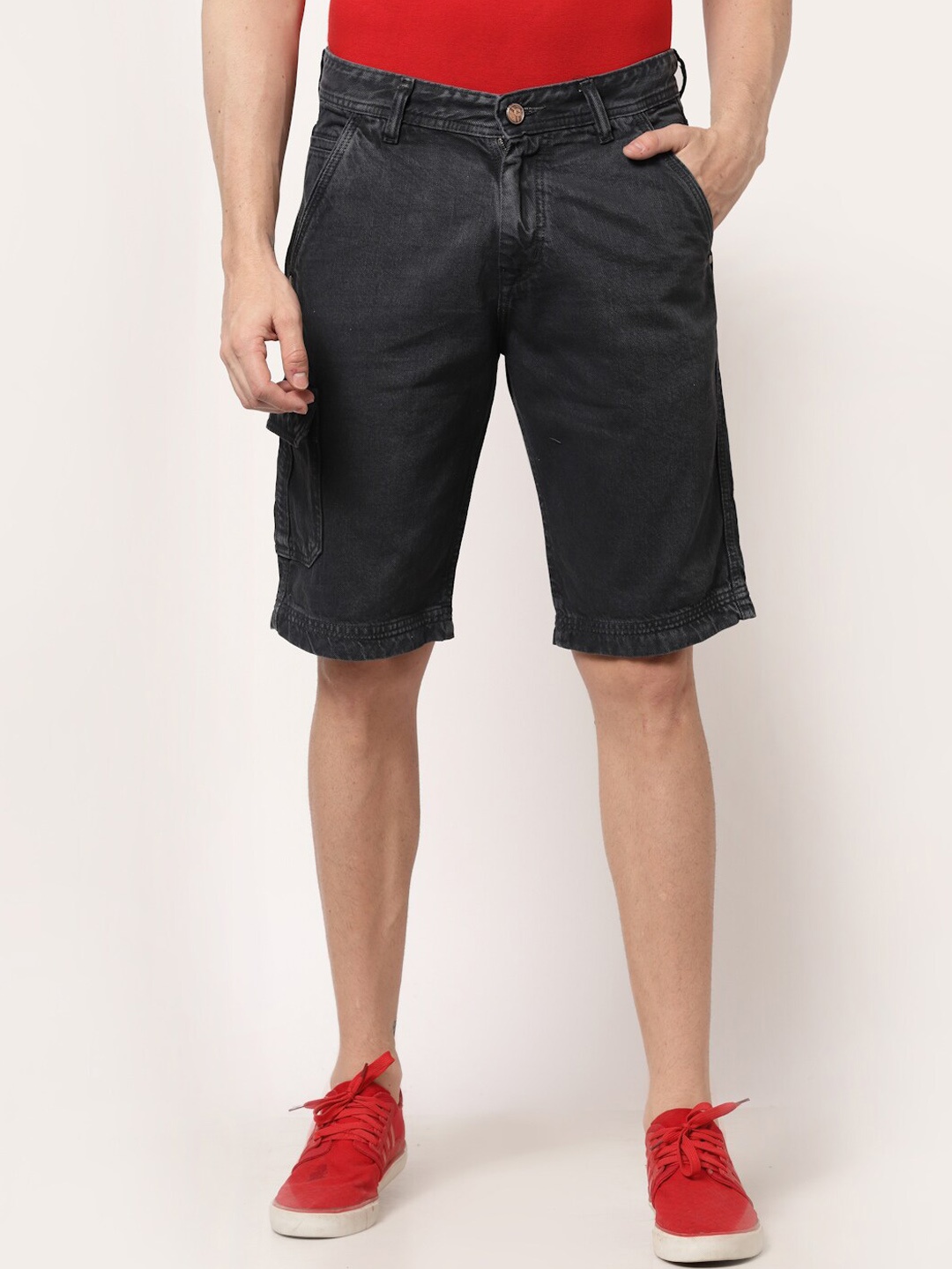 

FEVER Men Grey Denim Cargo Shorts