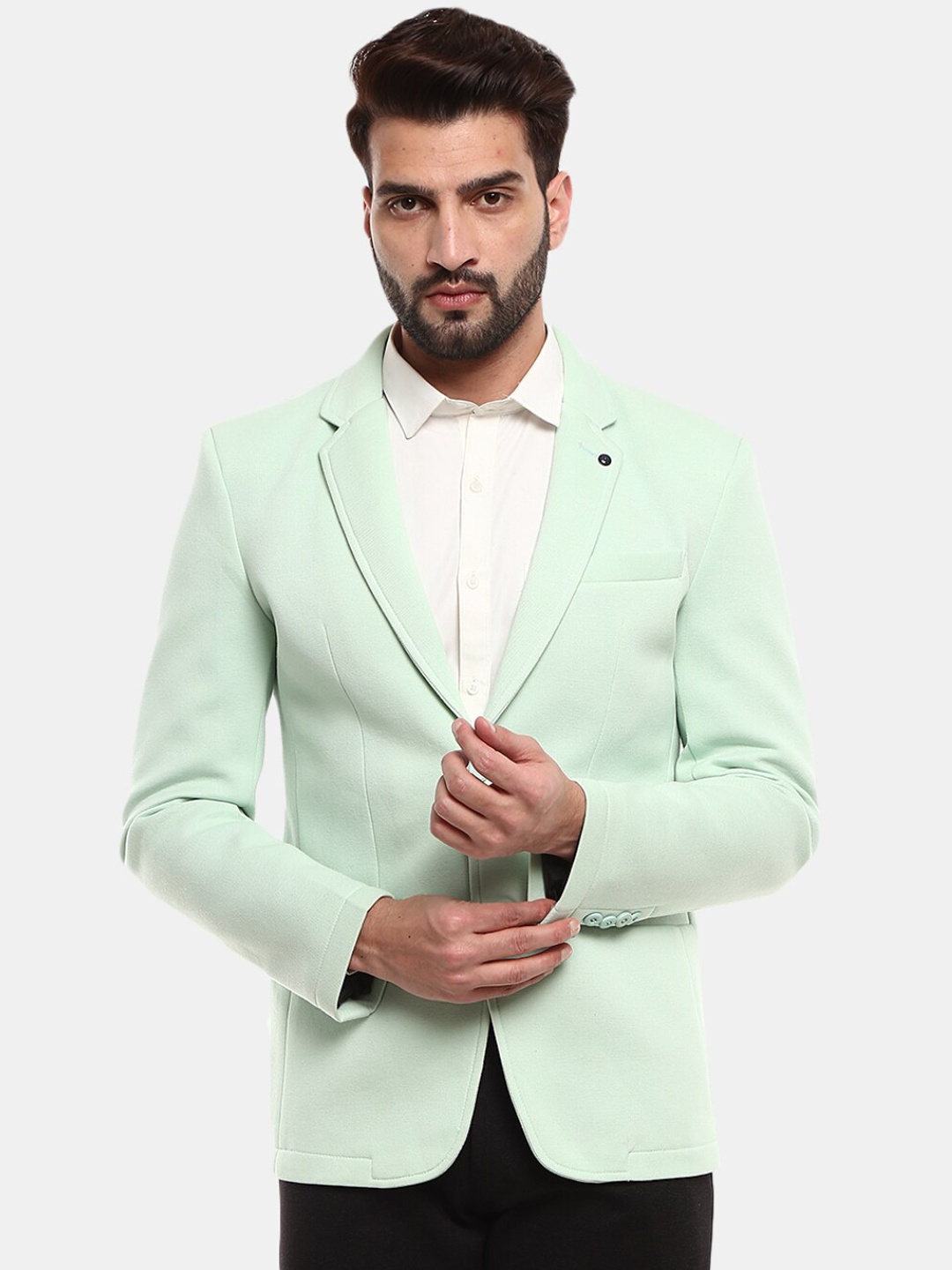 

V-Mart Men Green Solid Single Breasted Casual Blazer