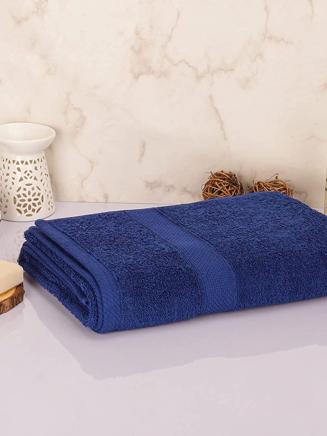 

Sleeping Owls- because your sleep matters Navy Blue Swizzle 350 GSM Cotton Bath towel