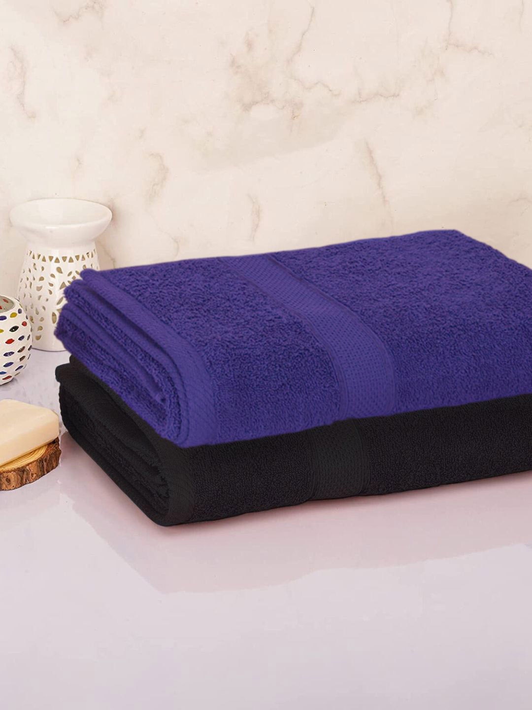 

Sleeping Owls-because your sleep matters Purple & Dark Grey 2 Pcs Cotton 350 GSM Towels