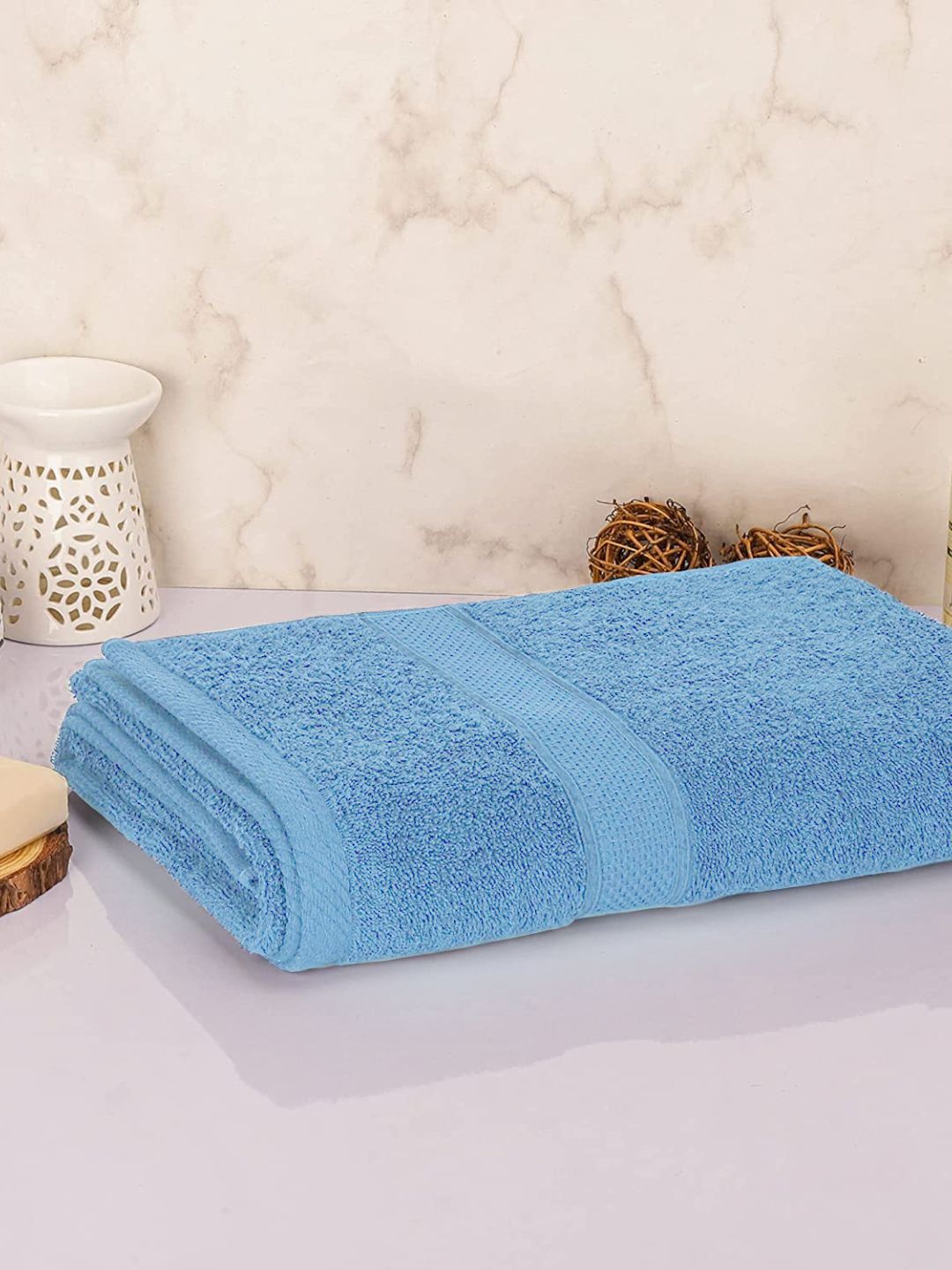 

Sleeping Owls- because your sleep matters Blue Solid 350 GSM Bath Towel