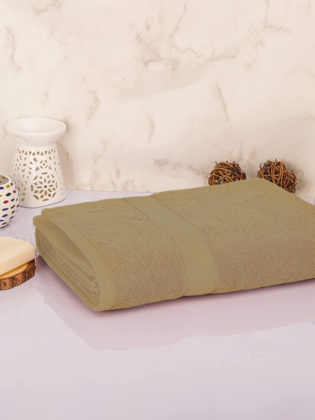 

Sleeping Owls- because your sleep matters Brown Solid 330 GSM Cotton Bath Towel