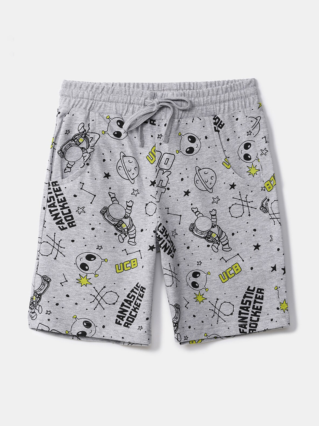 

United Colors of Benetton Boys Grey Conversational Printed Shorts