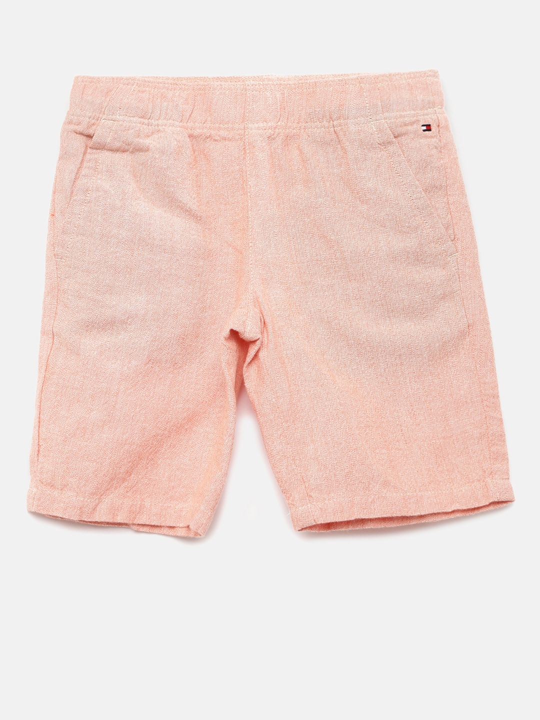 

Tommy Hilfiger Boys Peach-Coloured Solid Regular Fit Shorts