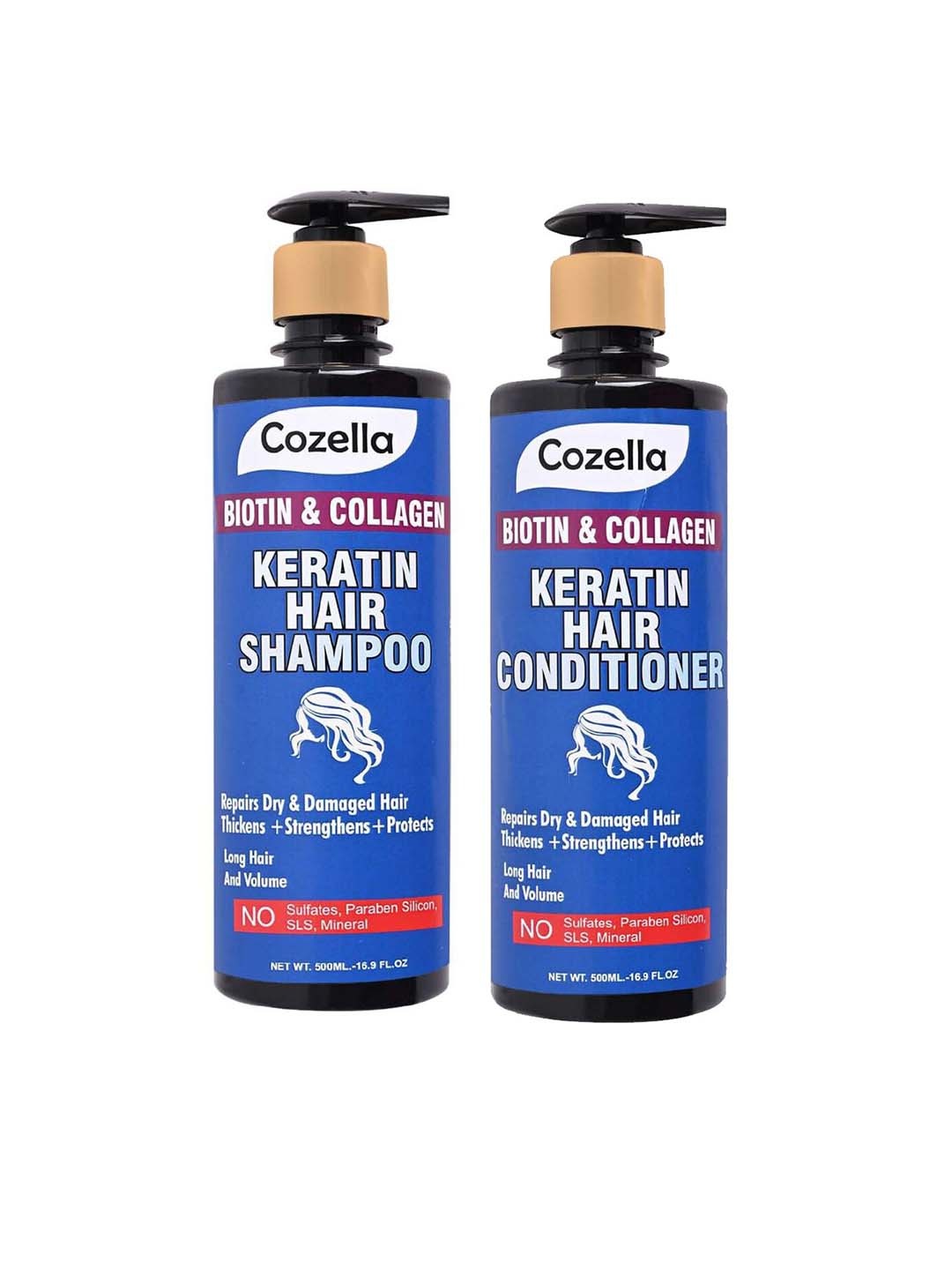 

COZELLA Biotin & Collagen Keratin Hair Shampoo & Conditioner 500 ml, Na