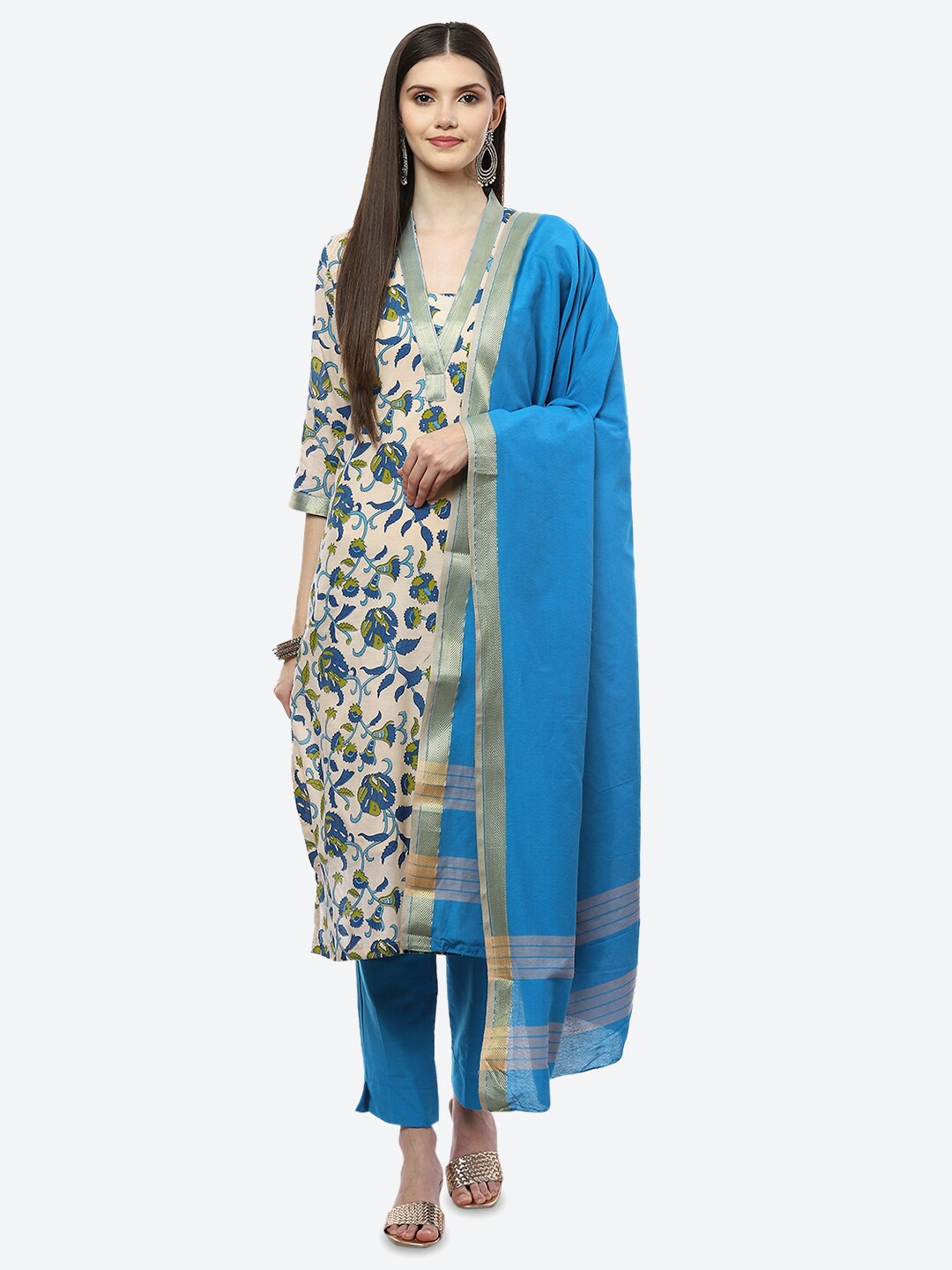 

Biba Turquoise Blue & Green Printed Unstitched Dress Material