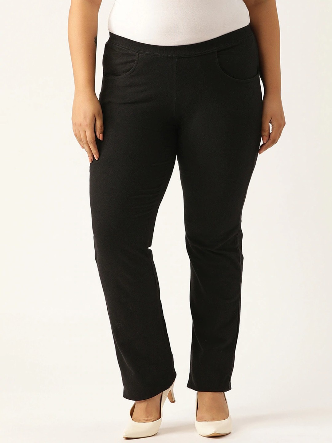 

TheRebelinme Women Black Relaxed High-Rise Trousers
