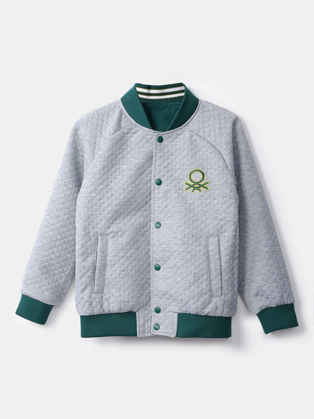 

United Colors of Benetton Boys Teal Grey Bomber Jacket