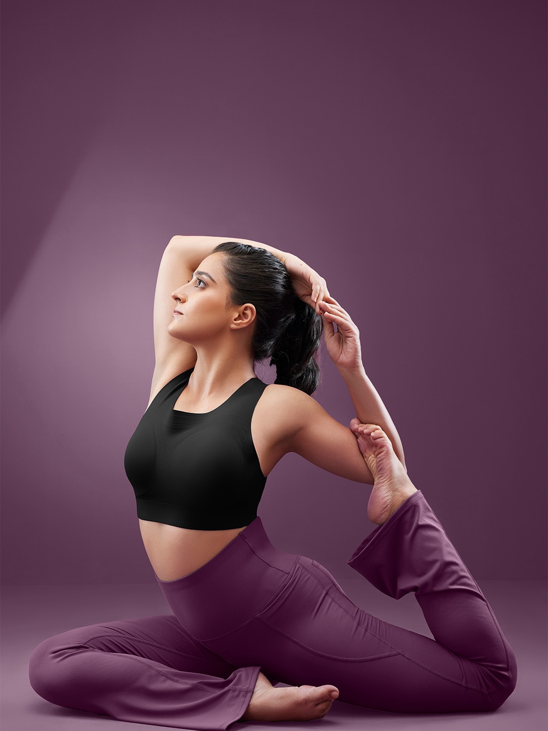 

Blissclub Women High Waist The Ultimate Flare Track Pants With 4 pockets, Purple