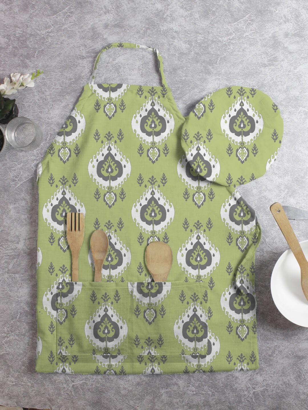 

HOUZZCODE Unisex Green Aprons