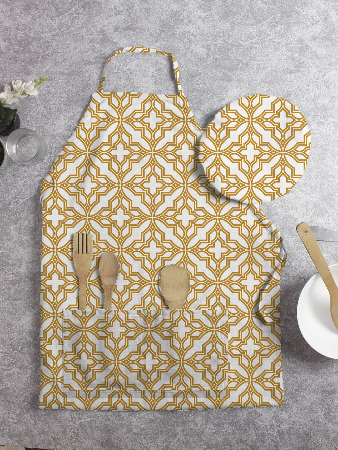 

HOUZZCODE Yellow Printed Apron