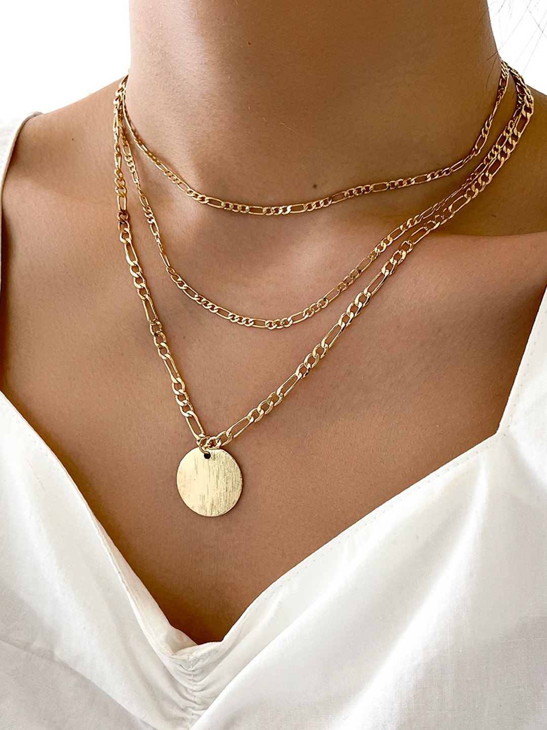 

Shining Diva Fashion Women Gold-Toned Gold-Plated Layered Necklace