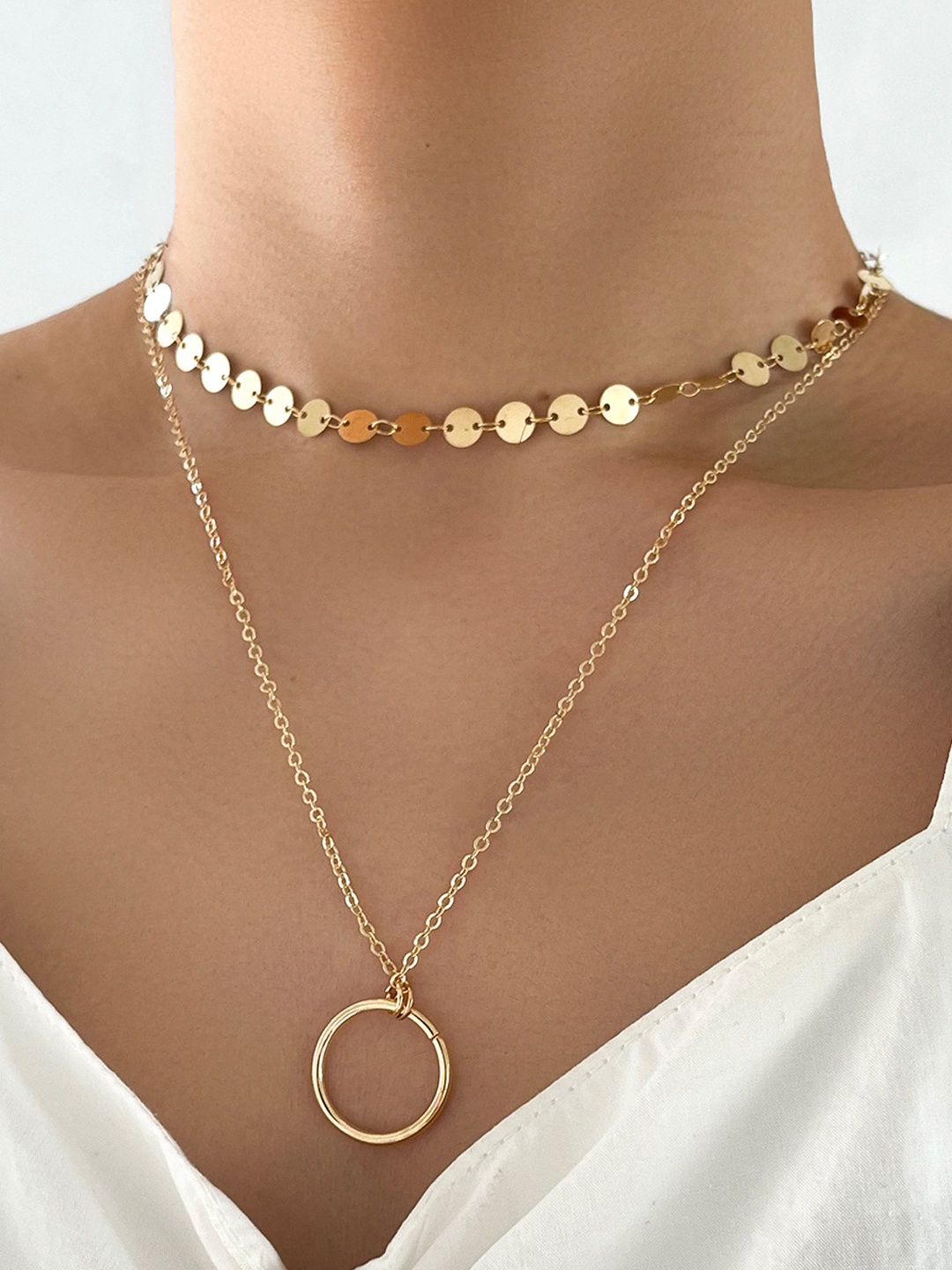 

Shining Diva Fashion Women Gold-Toned Gold-Plated Layered Necklace