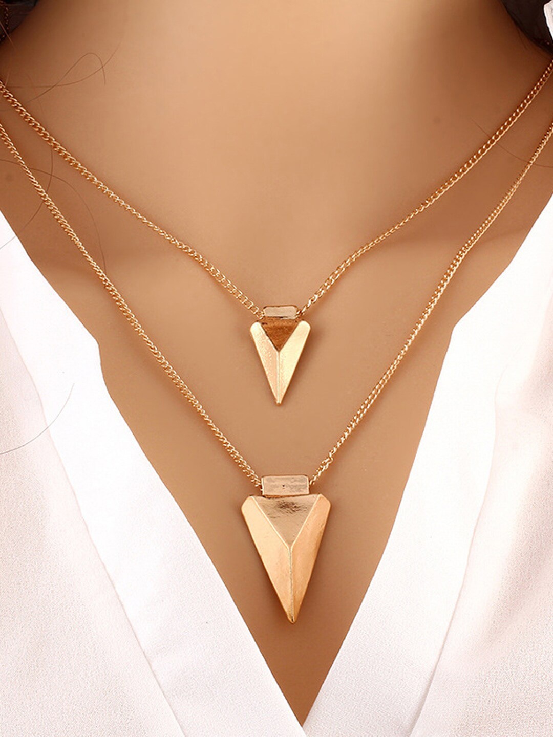 

Shining Diva Fashion Gold-Toned Gold-Plated Layered Necklace