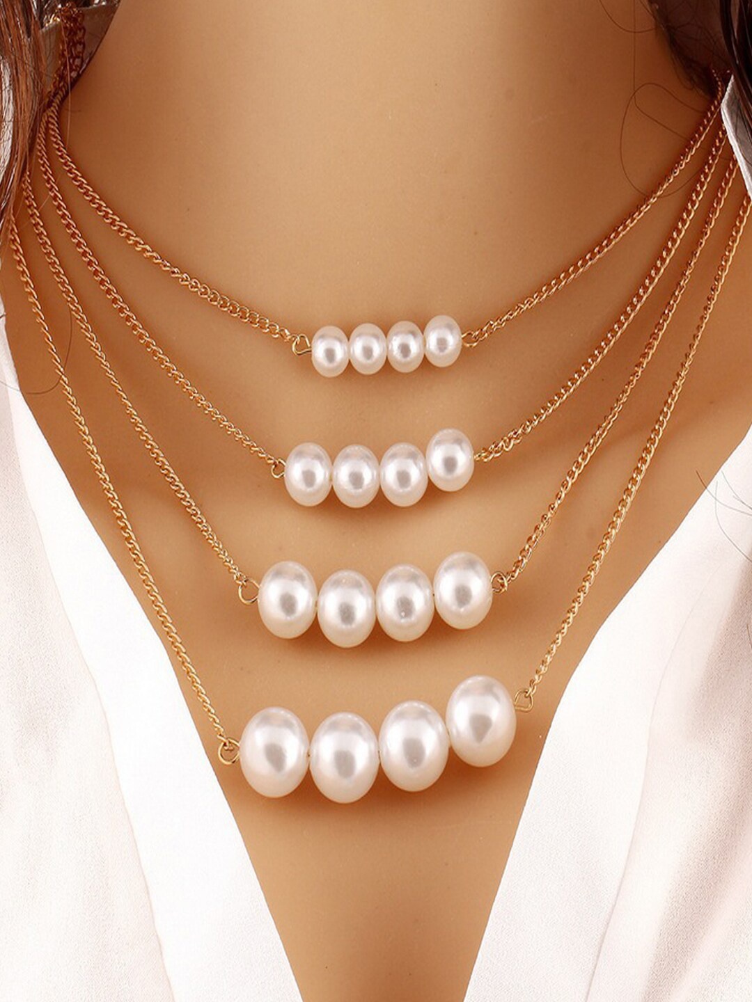 

Shining Diva Fashion Gold-Toned & White Gold-Plated Layered Necklace