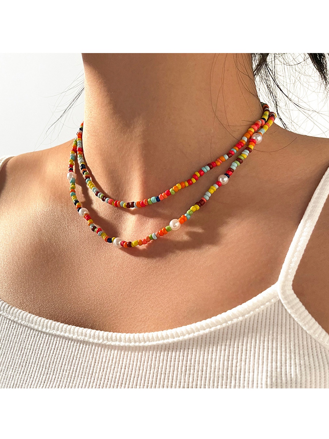 

Shining Diva Fashion Multicoloured Beaded Layered Necklace, Multi