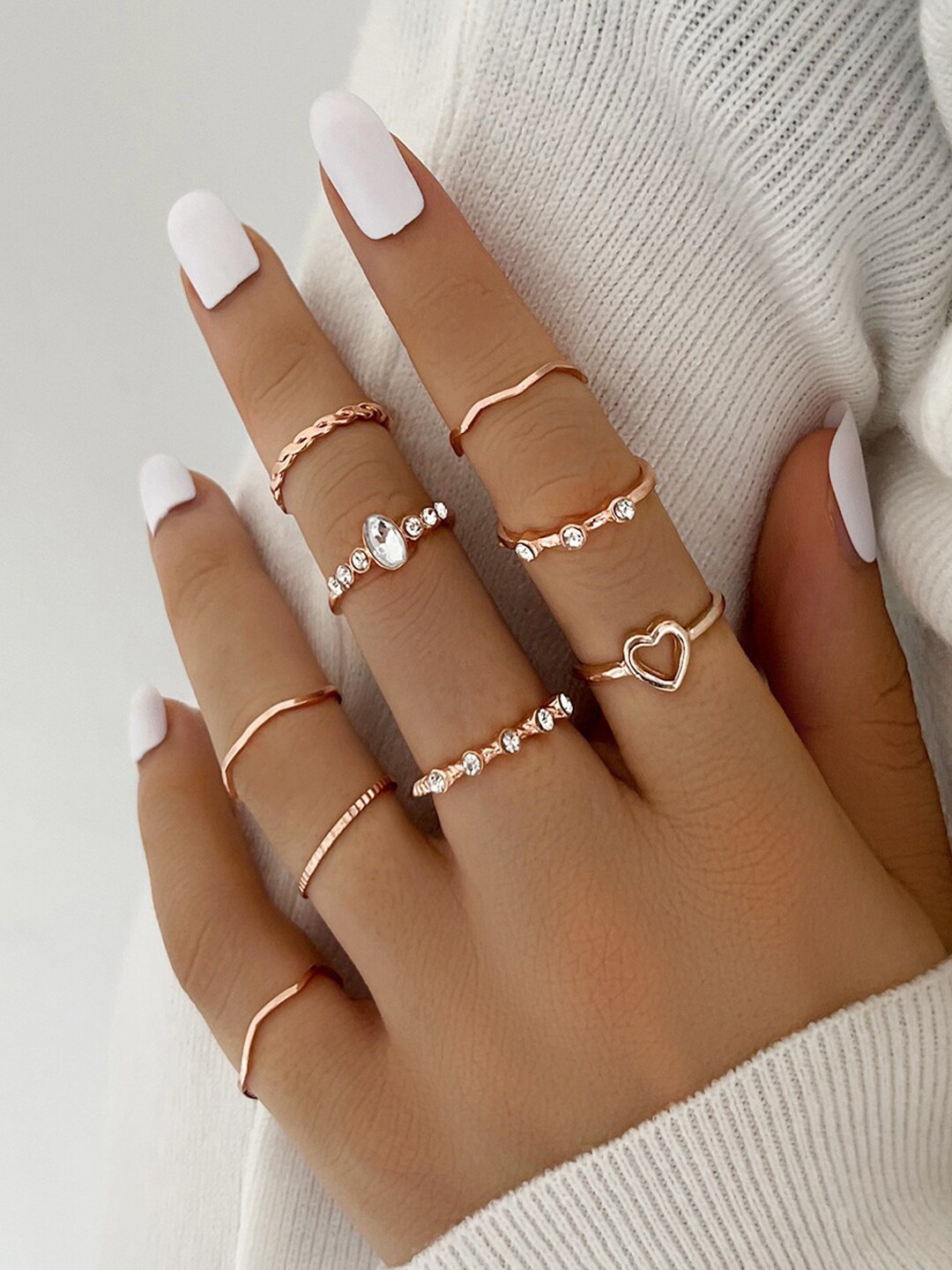 

Shining Diva Fashion Gold-Plated Set Of 9 Metal Boho Midi Finger Rings