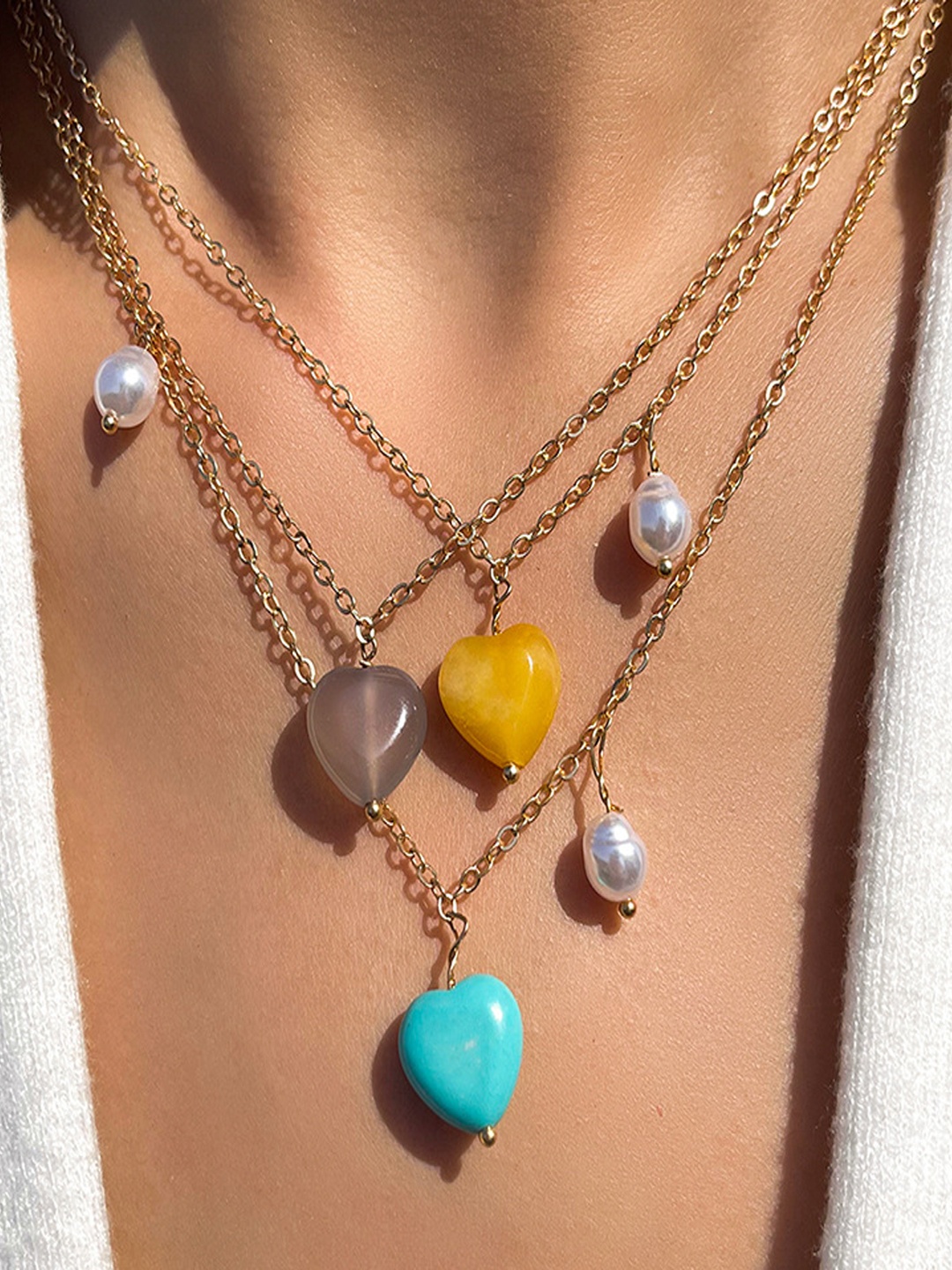 

Shining Diva Fashion 2 Gold & White Gold-Plated Necklace