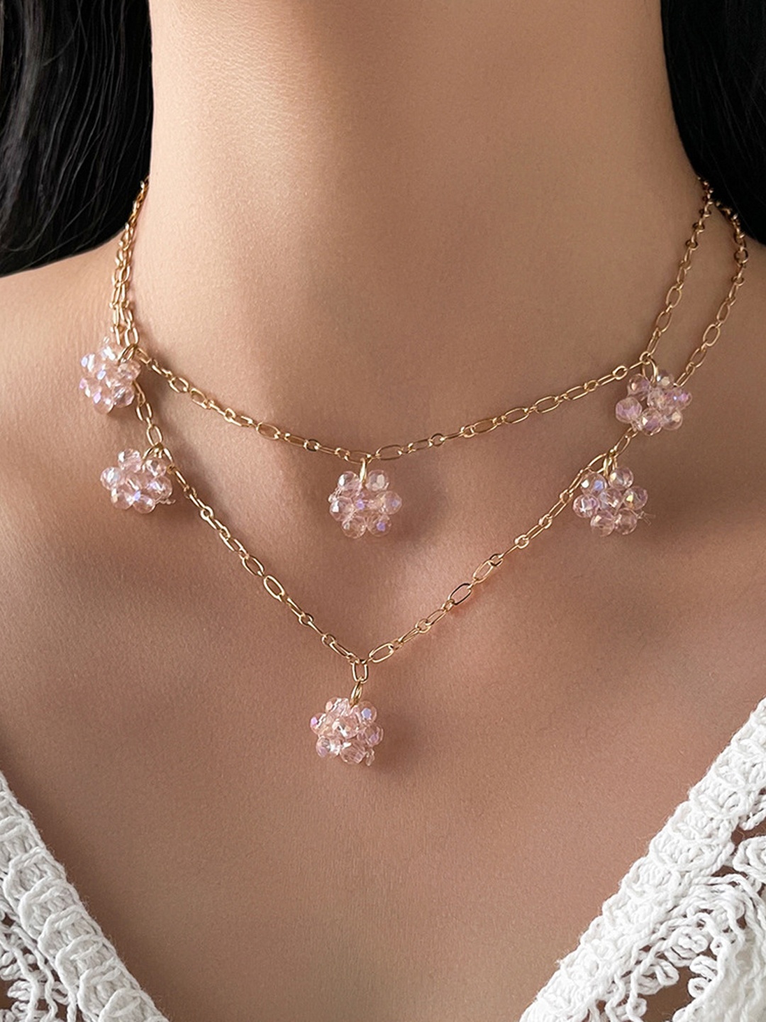 

Shining Diva Fashion Gold-Toned & White Gold-Plated Layered Necklace