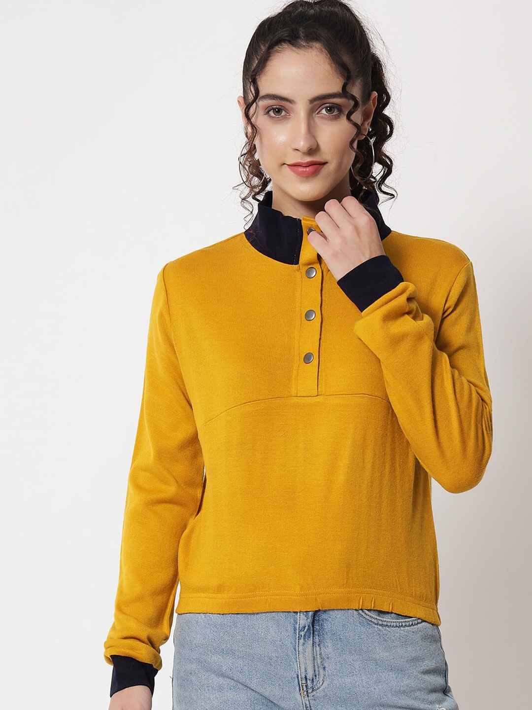 

Yaadleen Women Mustard Sweatshirt