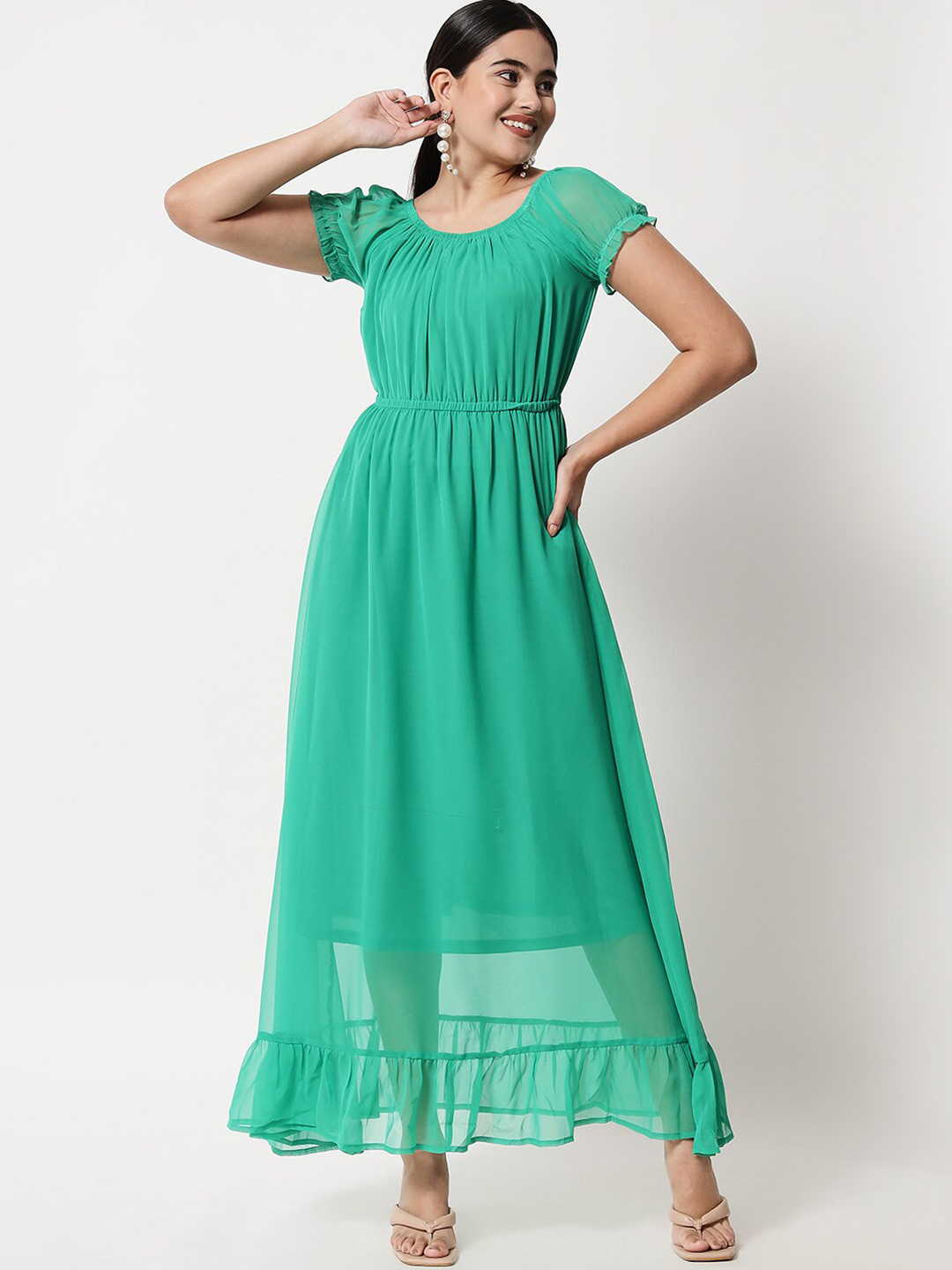 

Yaadleen Green Crepe Maxi Dress