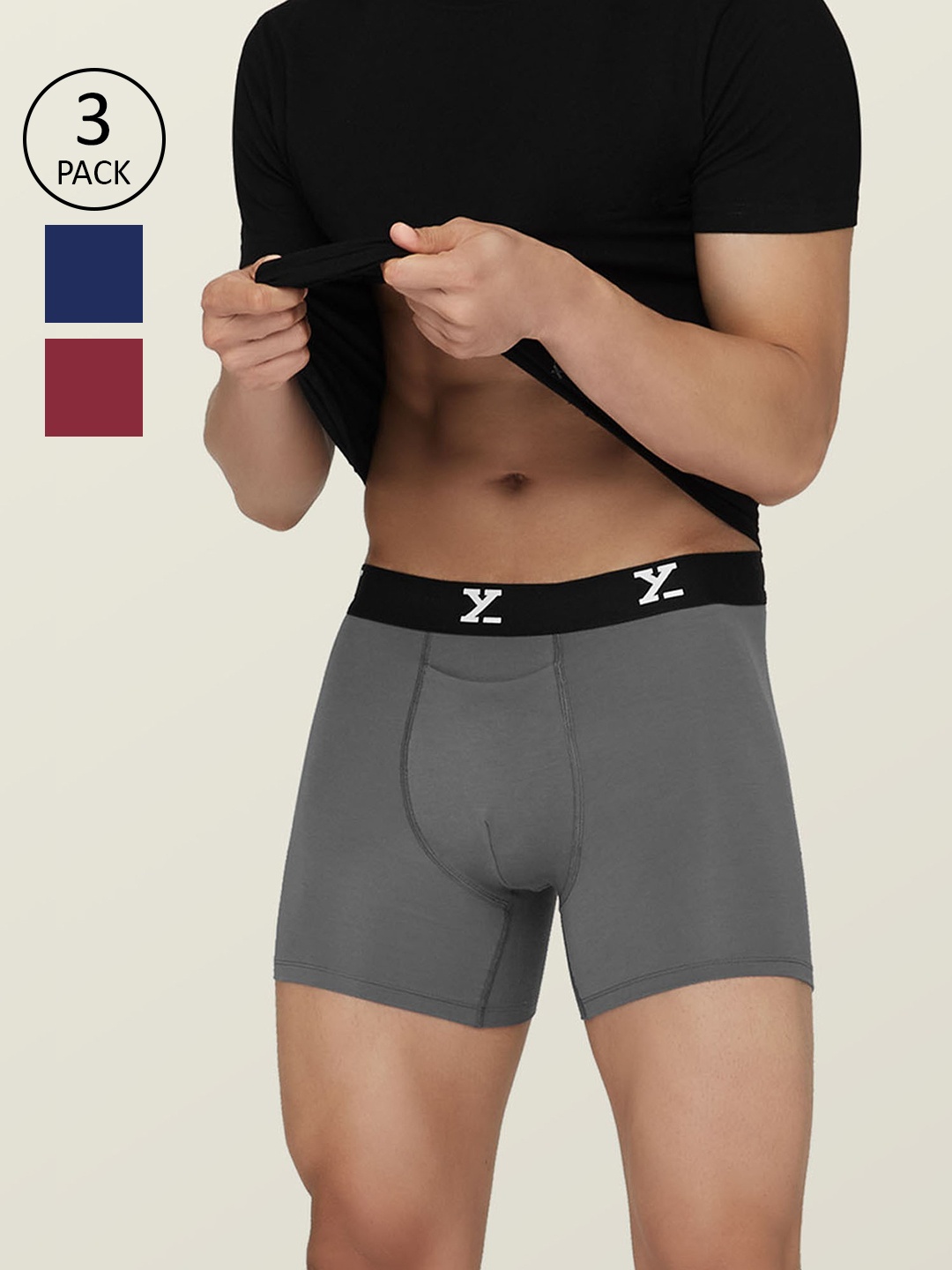 

XYXX Men Pack Of 3 Snug fit Ultra-Soft Ace Modal Cotton Boxer Briefs, Red