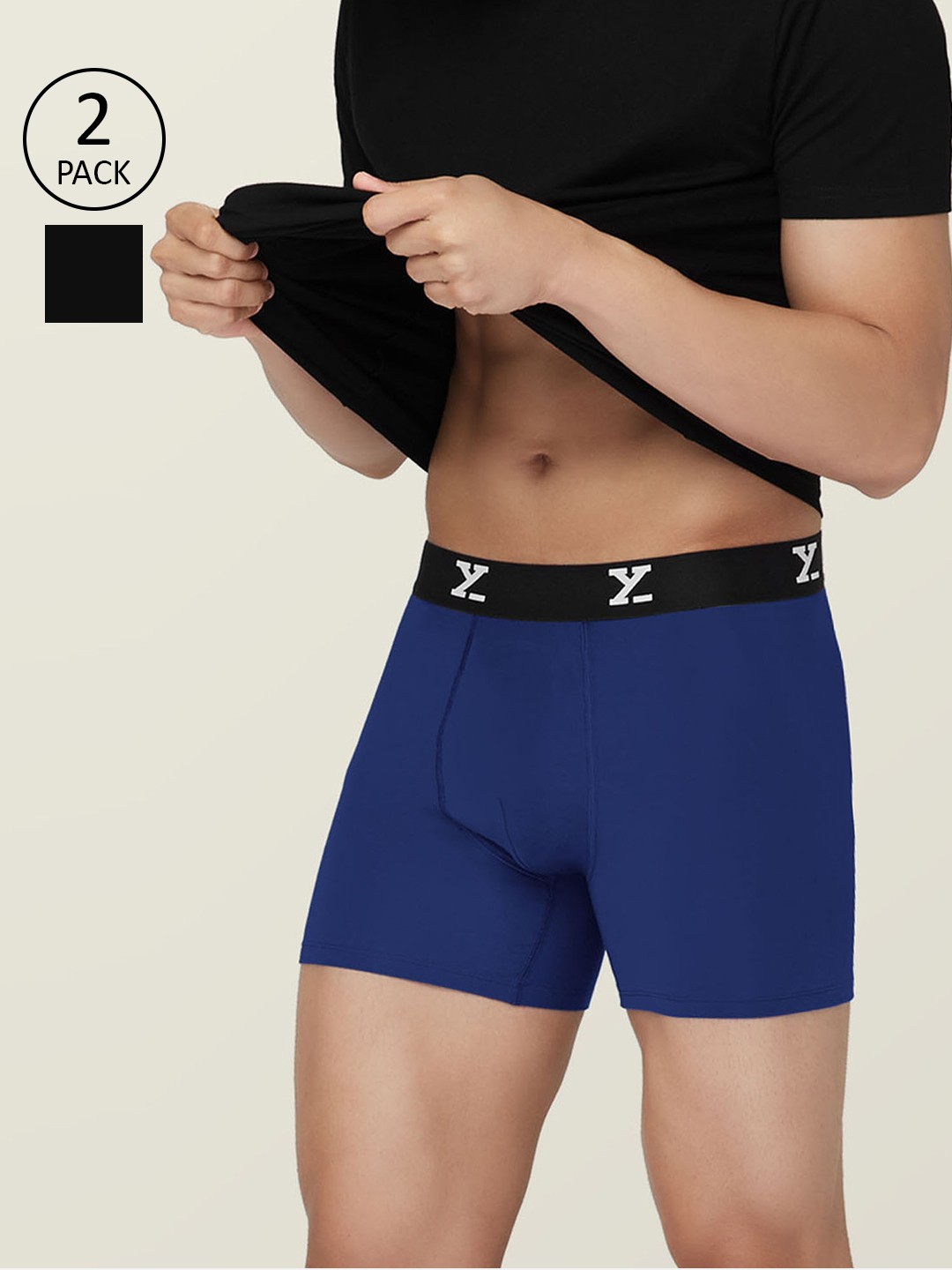 

XYXX Men Pack Of 2 Snug fit Ultra-Soft Ace Modal Cotton Boxer Briefs, Black