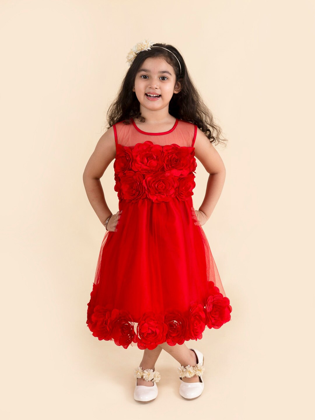 

pspeaches Girls Red Net Maxi Dress