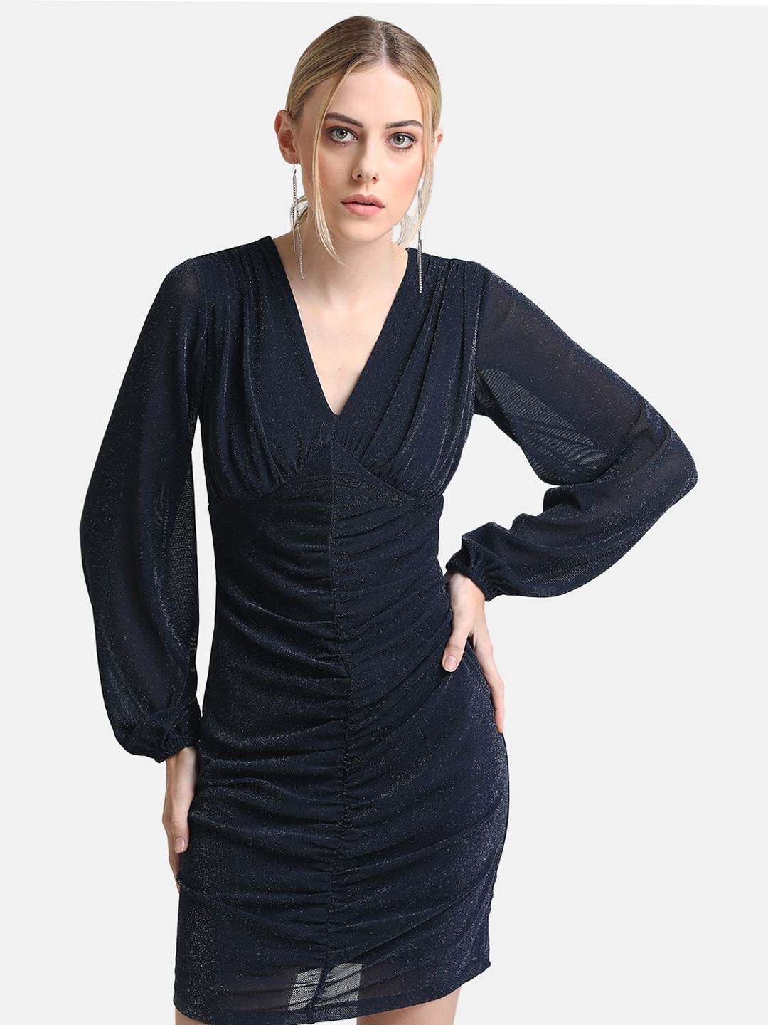 

Kazo Navy Blue Sheath Mini Party Dress